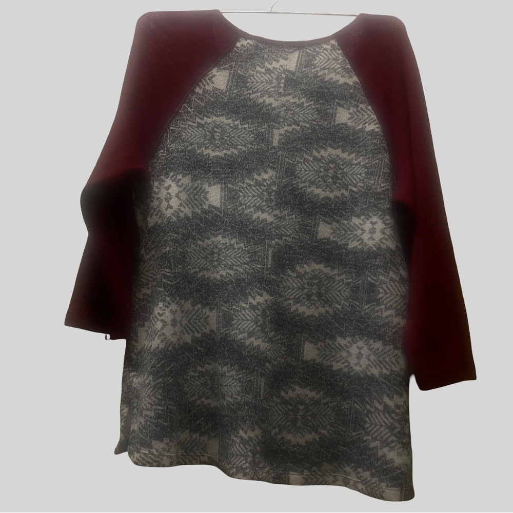 Maurices Maroon and Gray Geometric Sweatshirt